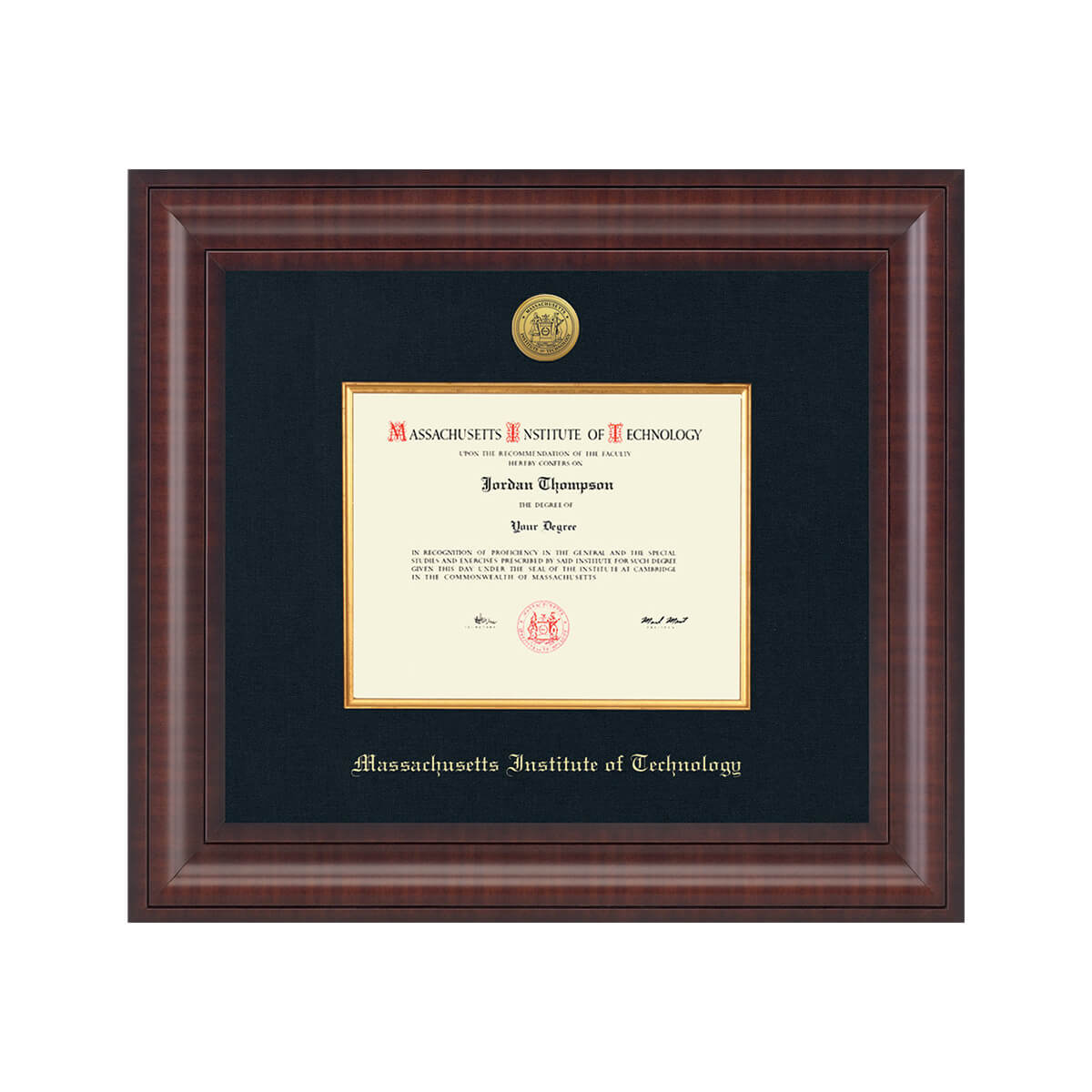MIT Presidential Gold Engraved Diploma Frame in Premier with Black